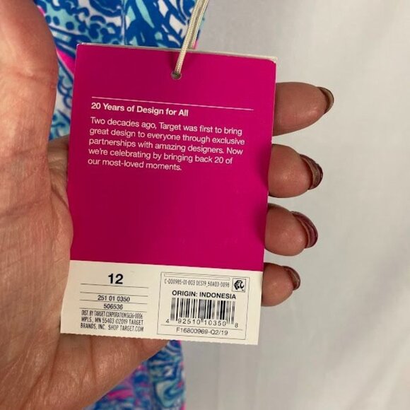 Lilly Pulitzer For Target NWT My Fans Sleeveless Split Neck Shift Mini Dress Wo - Picture 16 of 16